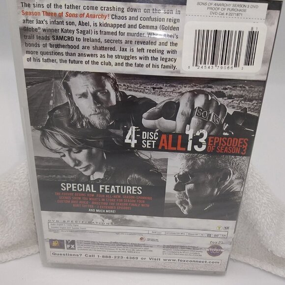 New Sealed Sons of Anarchy Season 3 DVD - 4 Disc Set - 13 Ep. Action Drama - Picture 5 of 6